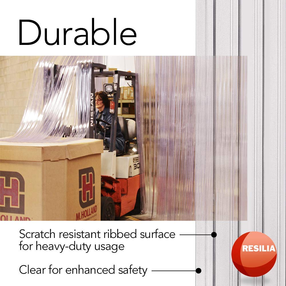 RESILIA Vinyl Replacement Strip Curtain for Walk in Freezers, Coolers, & Warehouse Doors - Industrial Grade Thermal Insulating Plastic Curtains, 8” x 150’ PVC Roll, Clear